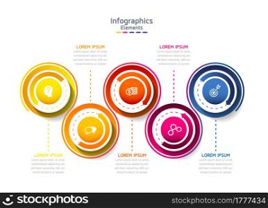 Vector illustration infographics design template, business information, presentation chart, with 5 options or steps.