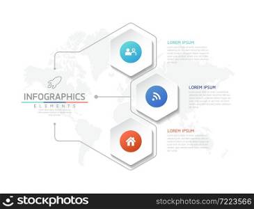 Vector illustration, infographics design, template, marketing, information, with 3 options or steps