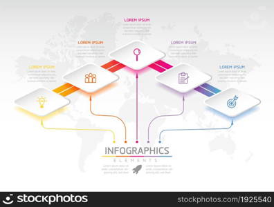 Vector illustration, infographics design, template, marketing, information, with 5 options or steps