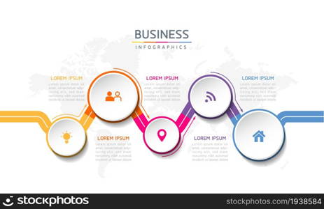 Vector illustration, infographics design, template, marketing, information, with 5 options or steps