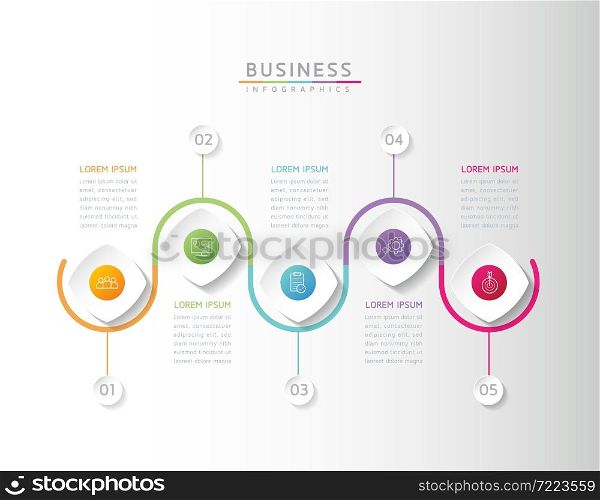 Vector illustration, infographics design, template, marketing, information, with 5 options or steps