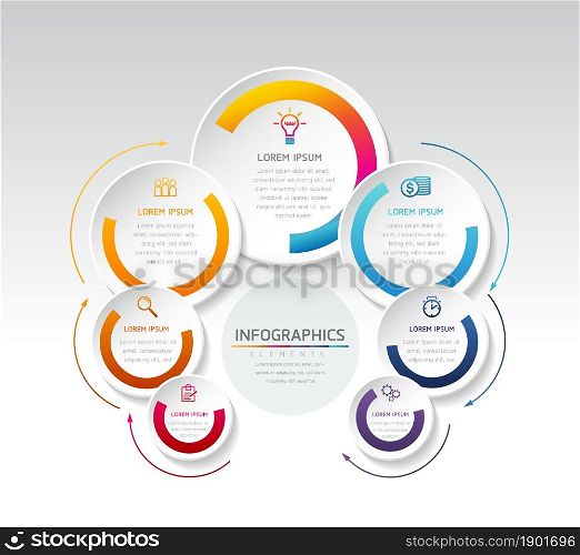 Vector illustration, infographics design, template, marketing, information, with 7 options or steps