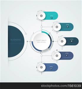 Vector illustration information with circle label background. Use for data presentation, brochure, banner template, graph or chart, step diagram. Infographic layout and symbol business concept.