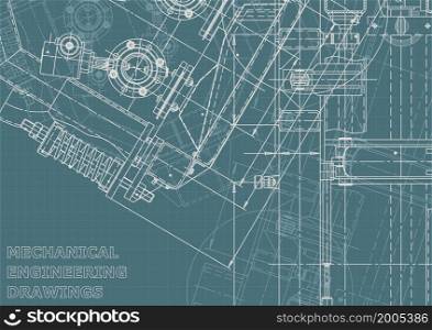 Vector illustration. Instrument-making. Computer aided design system. Corporate Identity. Blueprint, background. Instrument-making Corporate Identity