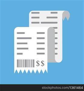 Vector illustration isolated on a colored background. Invoice, payment sconcept, icon. Bill, financial check, reciept. . Bill, financial check, reciept. Vector illustration isolated on a colored background. Invoice, payment sconcept, icon