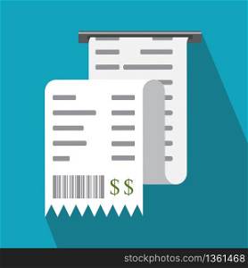 Vector illustration isolated on a colored background. Invoice, payment sconcept, icon. Bill, financial check, reciept.