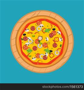 Vector Illustration. Isolated pizza, traditional ingredients for the pizza.. Isolated pizza, traditional ingredients for the pizza. Vector Illustration.