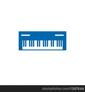 Vector illustration, keyboard ( synthesizer ) icon. Flat design template