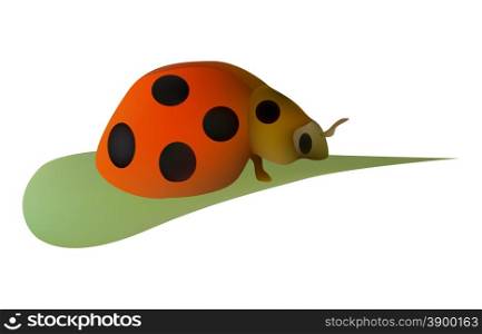 Vector illustration ladybug sitting on a green leaf