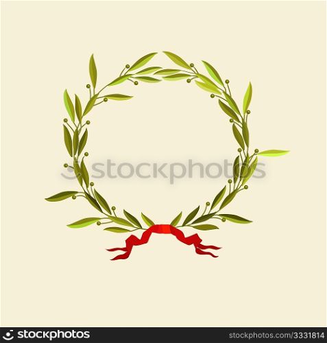 Vector illustration - laurel wreath with red ribbon