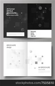 Vector illustration layout of two A4 format modern cover mockups design templates for bifold brochure, magazine, flyer, booklet, annual report. Abstract vector background with fluid geometric shapes. Vector illustration layout of two A4 format modern cover mockups design templates for bifold brochure, magazine, flyer, booklet, annual report. Abstract vector background with fluid geometric shapes.