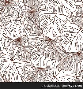 Vector illustration leaves of palm tree. Seamless pattern.. Vector illustration leaves of palm tree.