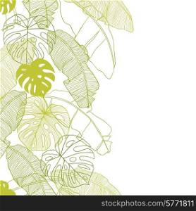 Vector illustration leaves of palm tree. Seamless pattern.. Vector illustration leaves of palm tree. Seamless pattern