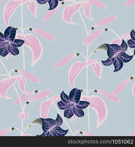 Vector illustration Lily seamless pattern with trendy color spring sammer 2018. Lily seamless pattern with trendy color spring sammer 2018. Vector illustration