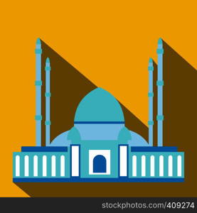 Vector illustration long shadow flat icon of taj mahal. Mosque flat icon
