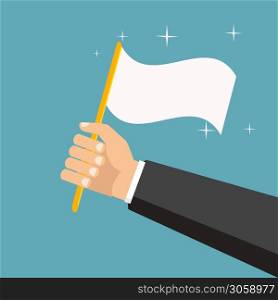 Vector illustration. Man&rsquo;s hand holding a flag.. Man&rsquo;s hand holding a flag. Vector illustration