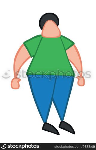 Vector illustration man standing. Hand drawn. Colored outlines.