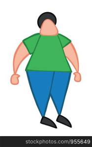 Vector illustration man standing. Hand drawn. Colored outlines.