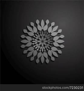 vector illustration mandala. Grey floral pattern. Oriental silhouette ornament.coaster design.