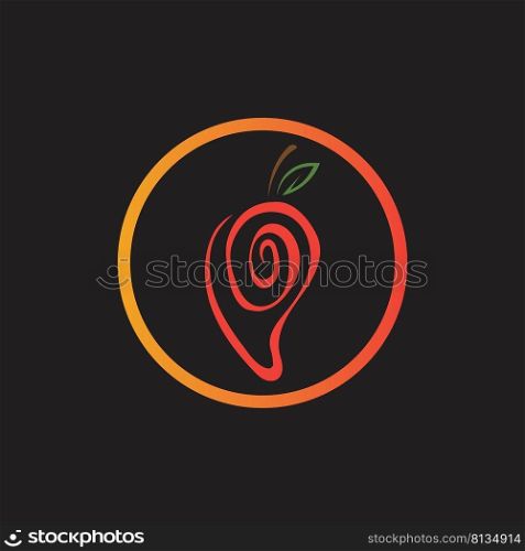 vector illustration mango fruit logo on black background