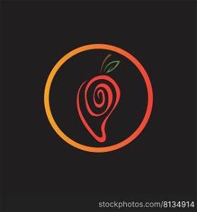 vector illustration mango fruit logo on black background
