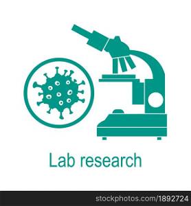 Vector illustration Microscope, microbe, virus, bacteria isolated on white background Laboratory equipment Biology, medicine, pharmacy, experiment Education Science day Design for app, websites, print