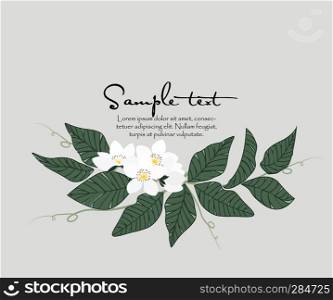 Vector illustration Natural background with green leaves and flower. Fresh green leaves. Natural background with leaves