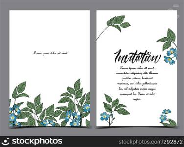 Vector illustration Natural background with green leaves. Fresh green leaves. Set of greeting cards. Natural background with leaves