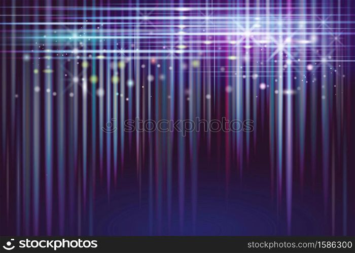 Vector illustration network and light energy on blue sky of cyberspace.Abstract texture of cyber and imagination to time machine in the future.Abstract space background with line and colorful light.