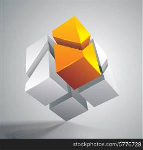 Vector illustration of 3d cut on parts