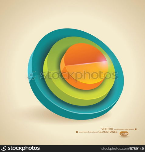 Vector illustration of 3d cylinders, color symbol.