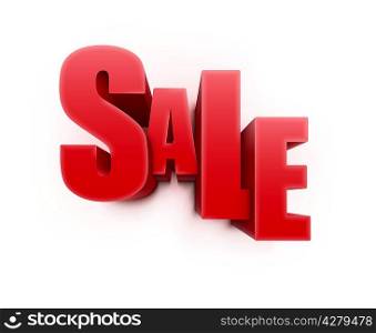 Vector illustration of 3d word SALE in red glossy color