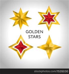Vector illustration of 4 gold stars christmas new year holiday 3D icon. Vector illustration of 4 gold stars christmas new year holiday 3D