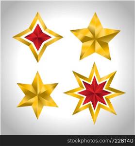 Vector illustration of 4 gold stars christmas new year holiday 3D icon. Vector illustration of 4 gold stars christmas new year holiday 3D