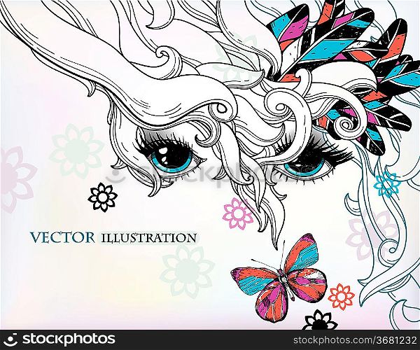 vector illustration of a beautiful abstract face
