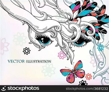 vector illustration of a beautiful abstract face