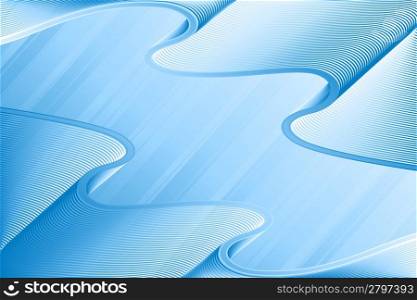 Vector illustration of a beautiful blue curved lined art background with central space for custom elements.