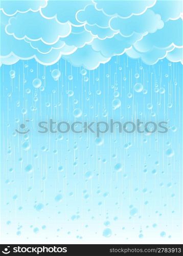 Vector illustration of a beautiful light summer shower rainy weather background.