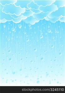 Vector illustration of a beautiful light summer shower rainy weather background.