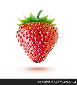 Vector illustration of a beautiful ripe red fresh strawberry isolated on white background