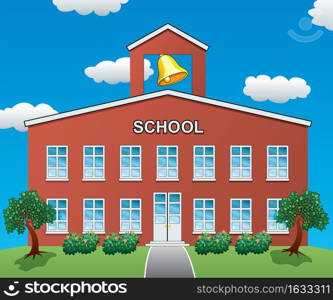 vector illustration of a big school house