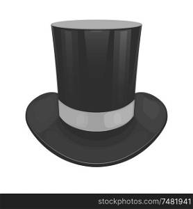 Vector illustration of a black cylinder hat on a white background