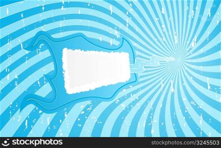 Vector illustration of a blue flame copy space banner or frame with twisted lined art and aged textures.