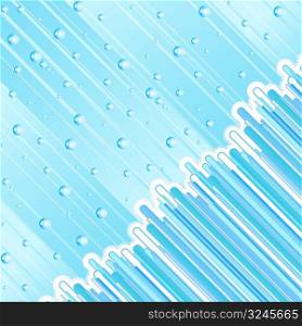Vector illustration of a blue rainy day design background with corner composition.