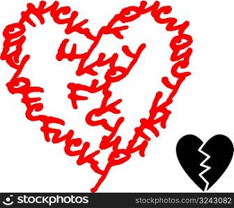 Vector illustration of a broken heart concept.
