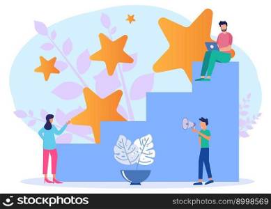 Vector illustration of a business concept, character of a person climbing the corporate ladder, the concept of career growth, vector of a career planning position in a company.