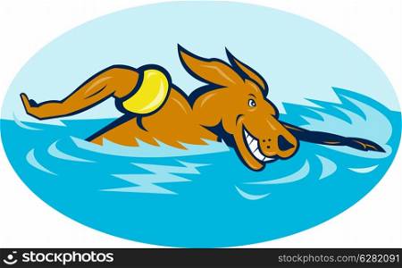 vector illustration of a Cartoon dog swimming. Cartoon dog swimming