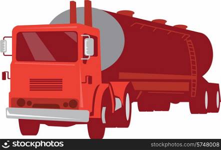 vector illustration of a cement truck tanker commercial vehicle viewed from front done in retro style.. Tanker Cement Truck Retro