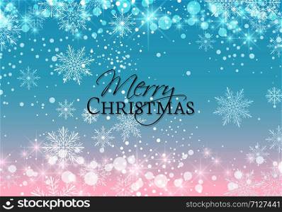 Vector illustration of a Christmas background. Merry Christmas card with snowflakes. Snow decoration on silver background