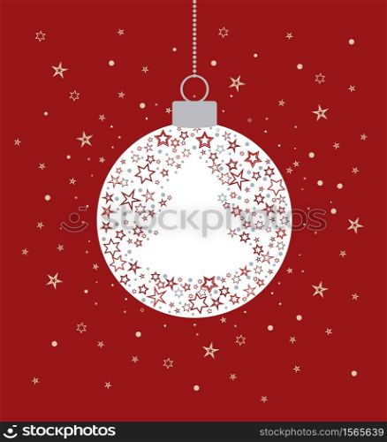 Vector illustration of a Christmas ball decoration made from stars. Happy Christmas greeting card. Christmas balls decoration